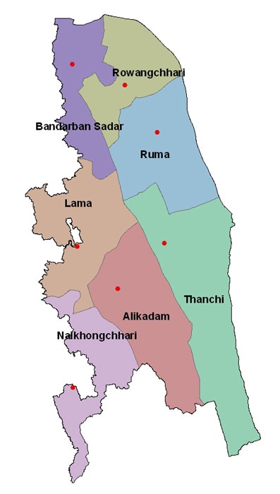 Map of Bandarban District