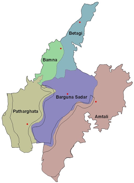 Map of Barguna District
