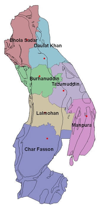 Map of Bhola District