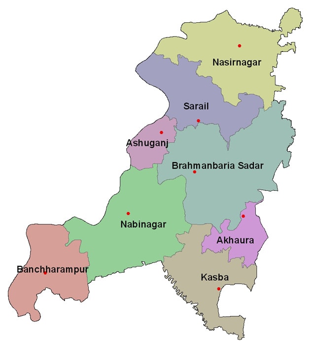 Map of Brahmanbaria District