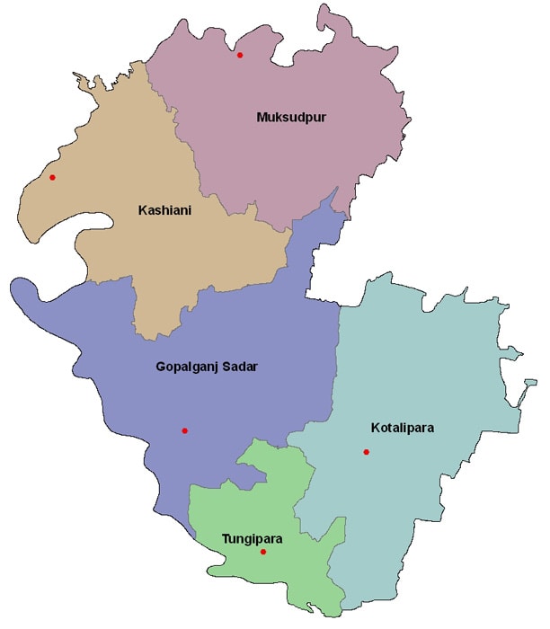 Map of Gopalganj District