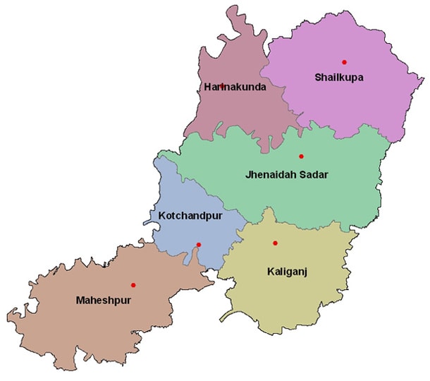 Map of Jhenaidah District