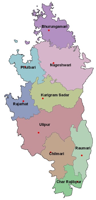 Map of Kurigram District