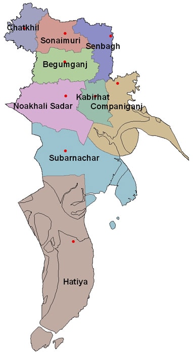 Map of Noakhali District