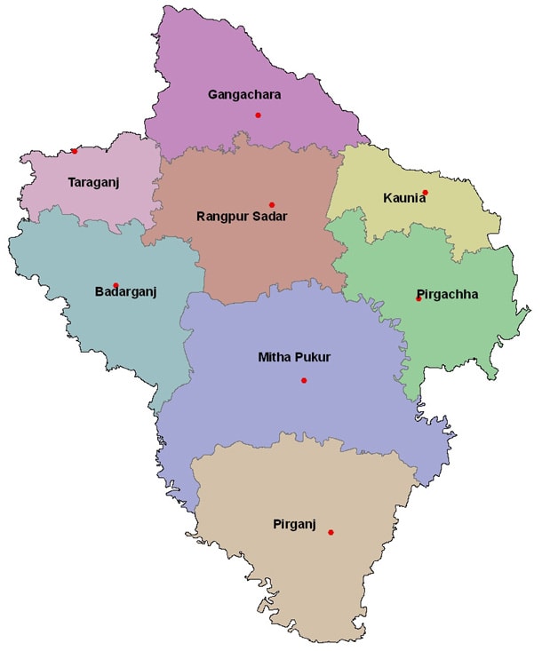 Map of Rangpur District