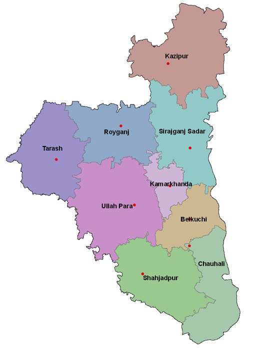 Map of Sirajganj District