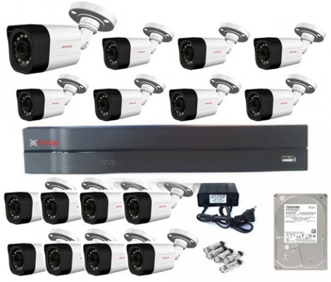 CCTV Package 16CH DVR 16 PCS Camera 1TB HDD 18.5" Monitor