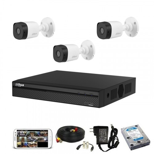 CCTV Package Dahua 4CH XVR 3-Pcs Camera 500GB HDD
